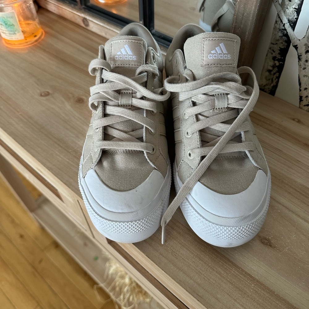 Adidas Tan and White Casual Sneakers